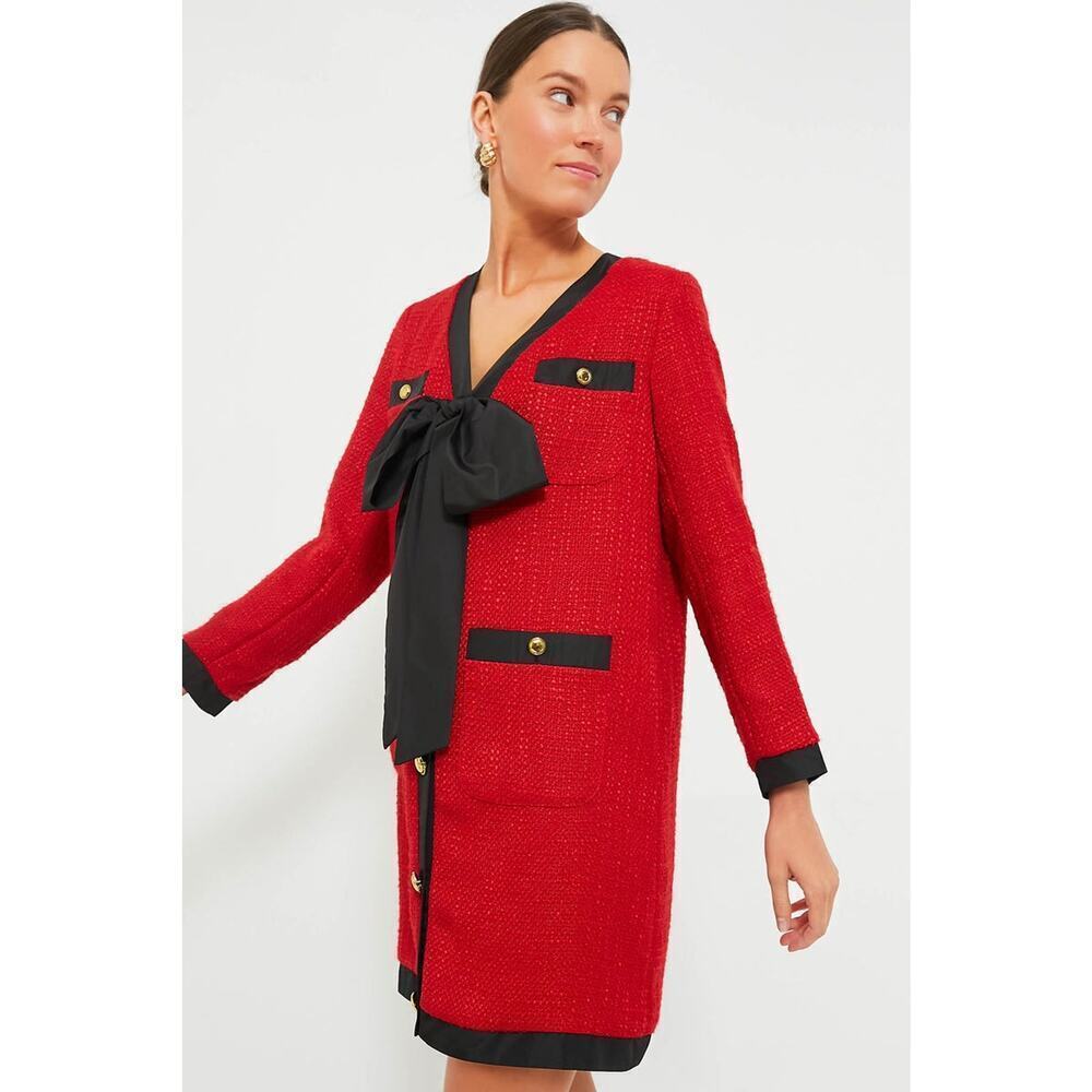 POMANDER PLACE Red Coco Tweed Bow Dress Size XXL NWT Retail $168 Tuckernuck - Picture 5 of 9